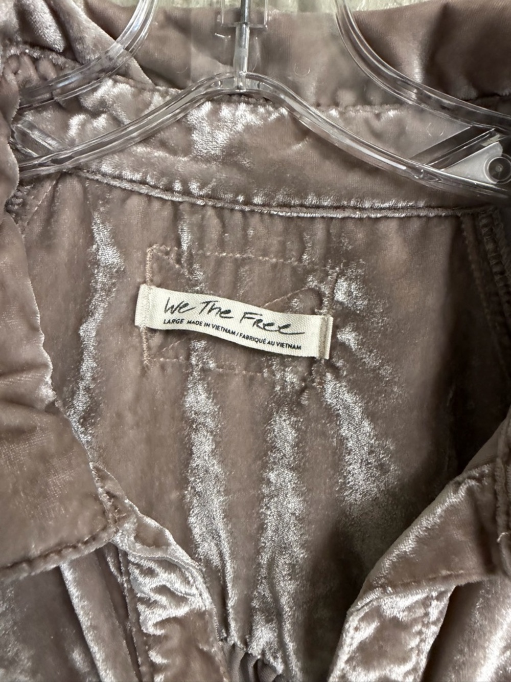 We The Free Shimmery Taupe Velvet Shirt Jacket - Picture 2 of 8